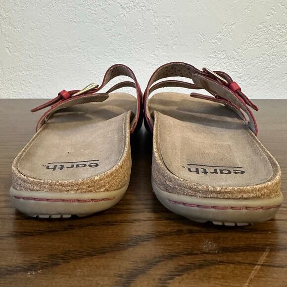 Earth Perforated Leather Slide Sandals Sand Antigua Bright Red - Picture 5 of 11